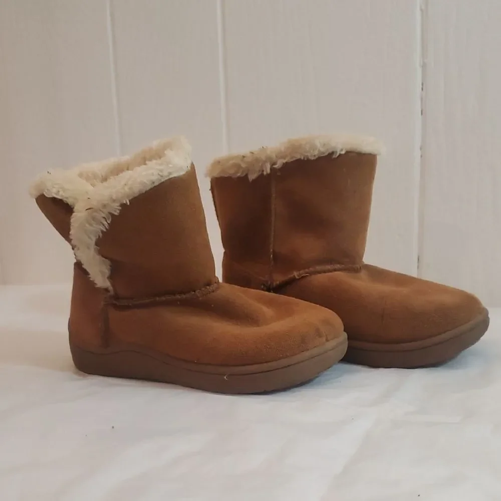 Garanimals Size 7 Toddler Girl's Brown Boots with Cream Trim